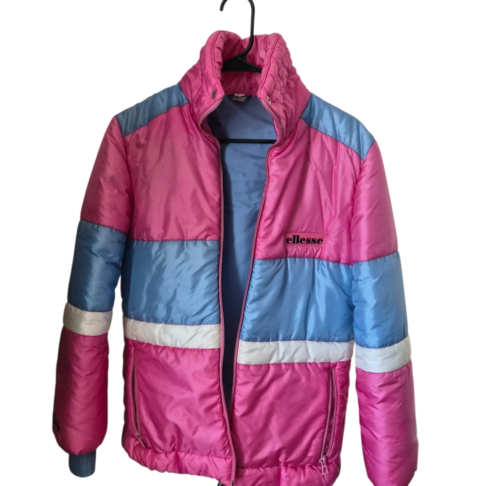 Ellesse Color Block Kids Puffer Jacket - Pink, Blue, White